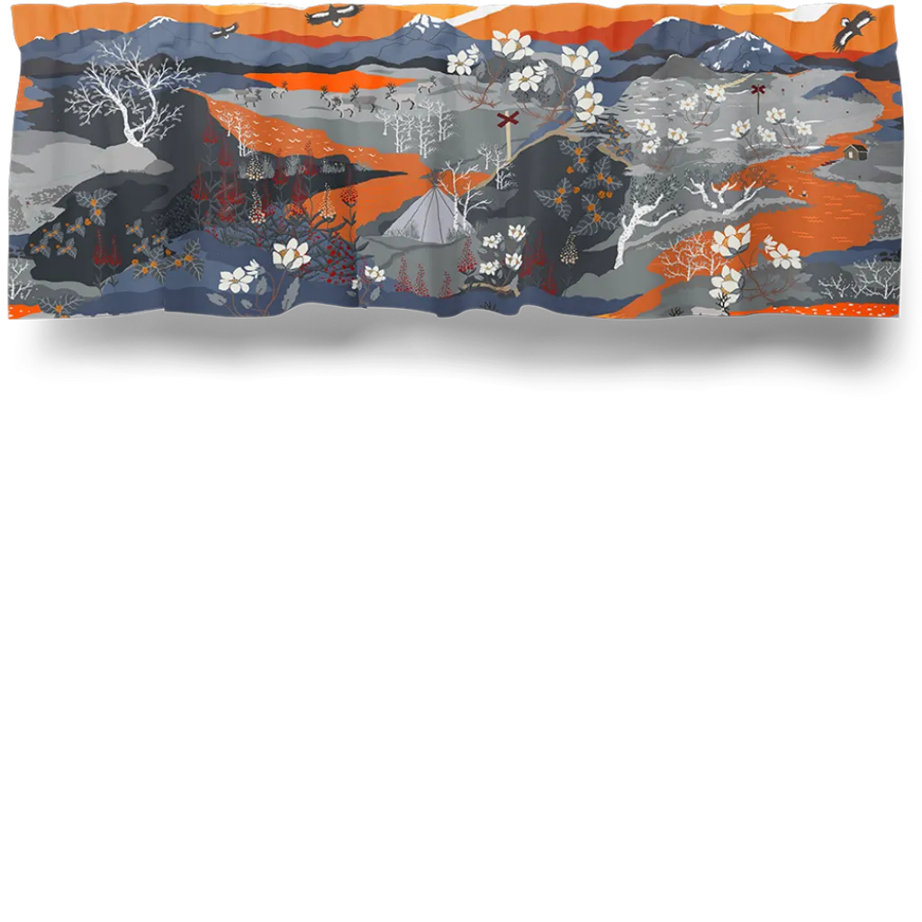 Gardinkappor Mönstrade<Arvidssons textil Fjällvandring orange gardinkappa metervara