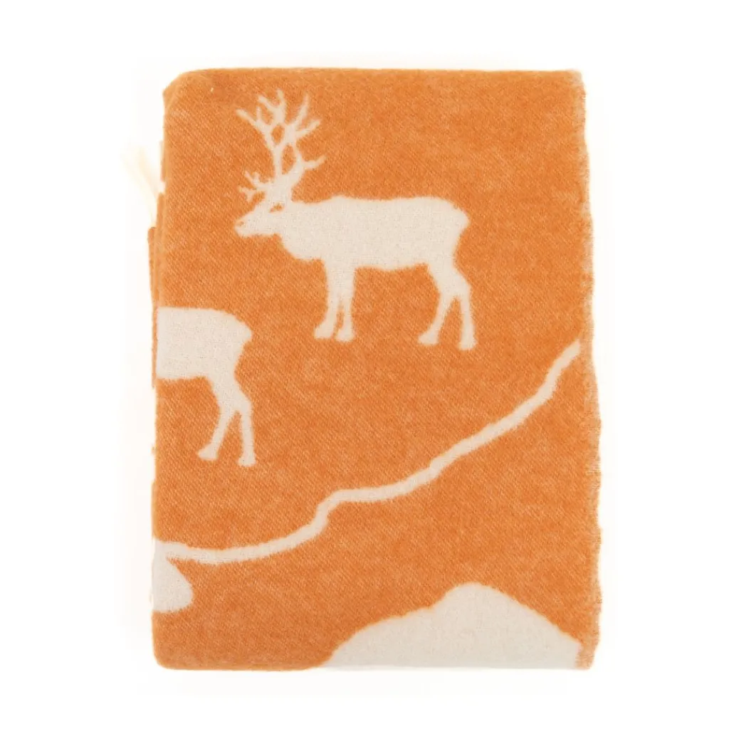 Ullplädar<Arvidssons textil Fjällvandring orange – Ullpläd med fjällinspirerat mönster