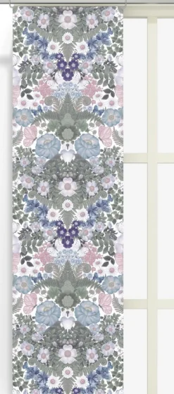 Panelgardiner<Arvidssons textil Fjärilsblom turkos-rosa panelgardiner