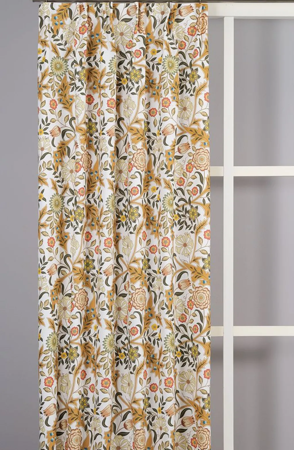 Gardiner Mönstrade<Nordisk Textil Flora ockra gardiner