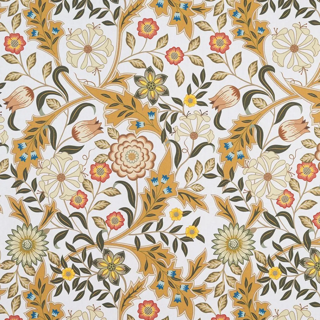 Arts & Crafts Tyger|Gardintyger Mönstrade<Nordisk Textil Flora ockra tyg
