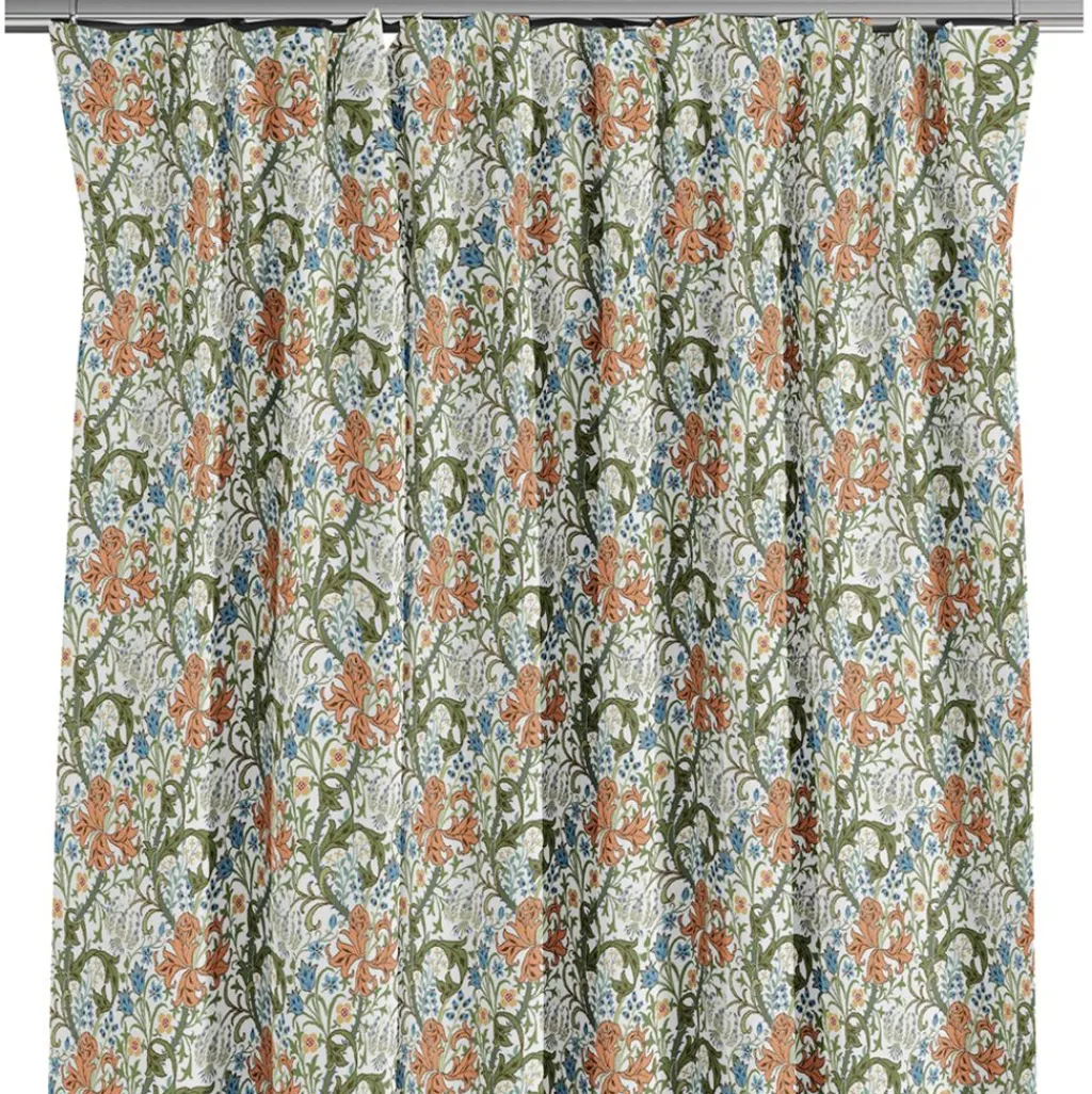 Gardiner Mönstrade<Nordisk Textil Floriana grön-rost gardiner