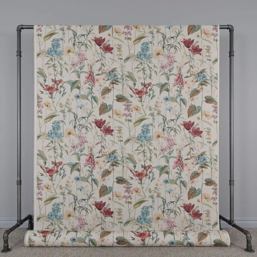 Gardintyger Mönstrade< Flower Dreamy tyg - Linnelook Halv Panama