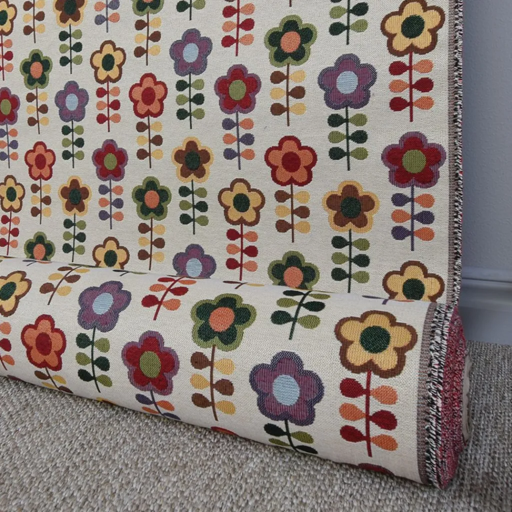 Blommiga Möbeltyger|Mönstrade Möbeltyger< Flower power retro möbeltyg