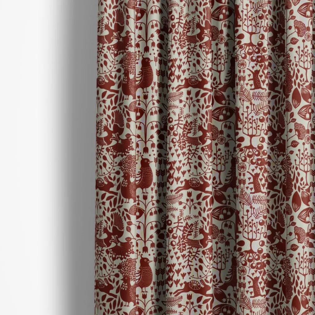 Gardintyger Mönstrade|Arvidssons Textil<Arvidssons textil Fýri beige-röd linnelook tyg