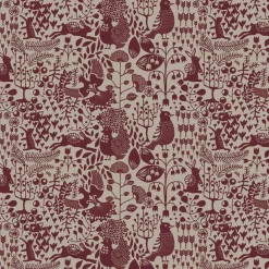 Gardintyger Mönstrade|Arvidssons Textil<Arvidssons textil Fýri beige-röd linnelook tyg