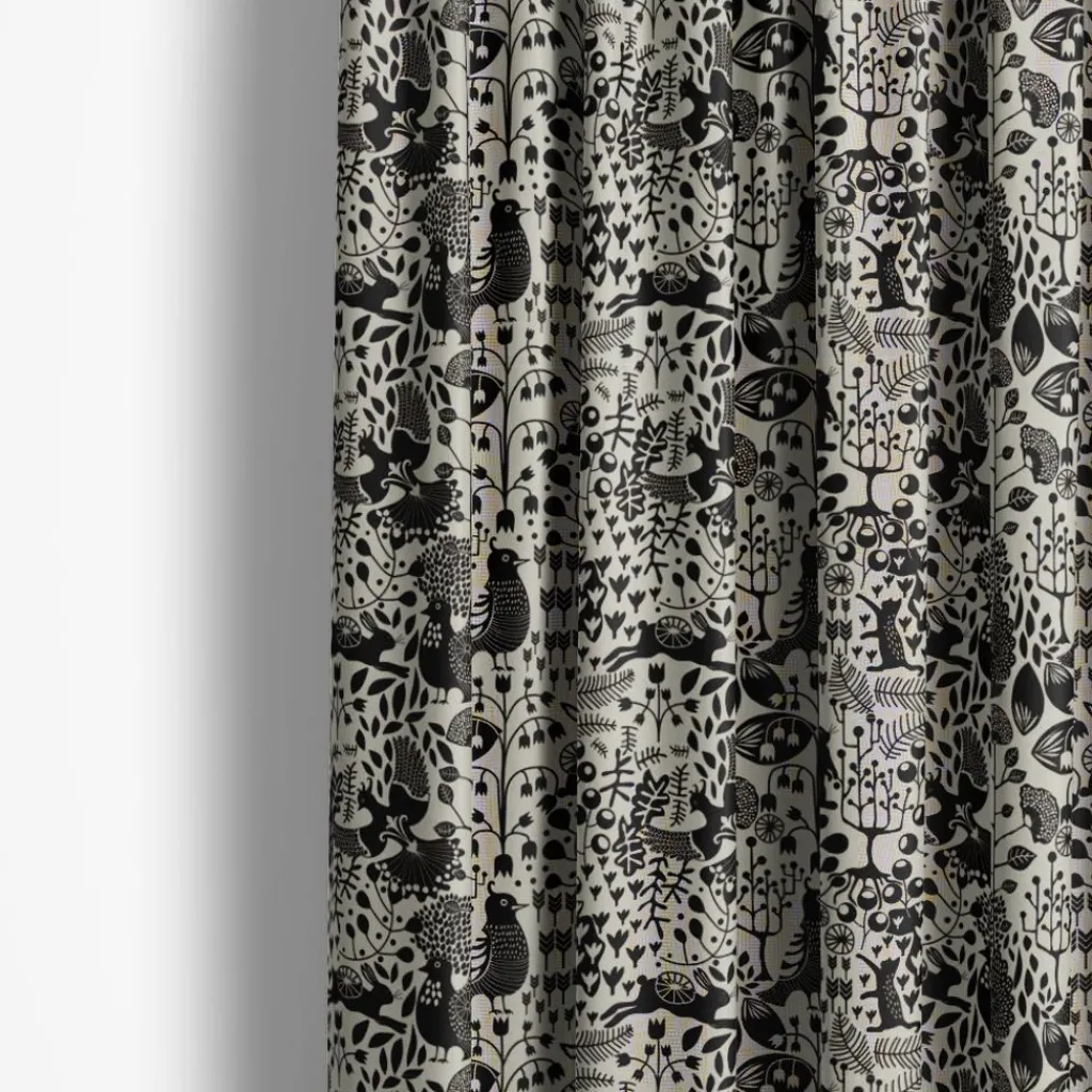 Gardintyger Mönstrade|Arvidssons Textil<Arvidssons textil Fýri beige-svart linnelook tyg
