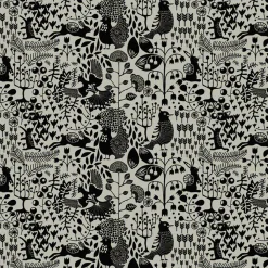 Gardintyger Mönstrade|Arvidssons Textil<Arvidssons textil Fýri beige-svart linnelook tyg