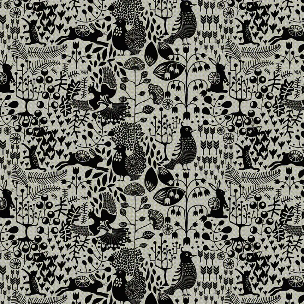 Gardintyger Mönstrade|Arvidssons Textil<Arvidssons textil Fýri beige-svart linnelook tyg