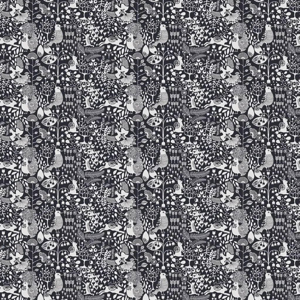 Gardintyger Mönstrade|Arvidssons Textil<Arvidssons textil Fýri svart tyg
