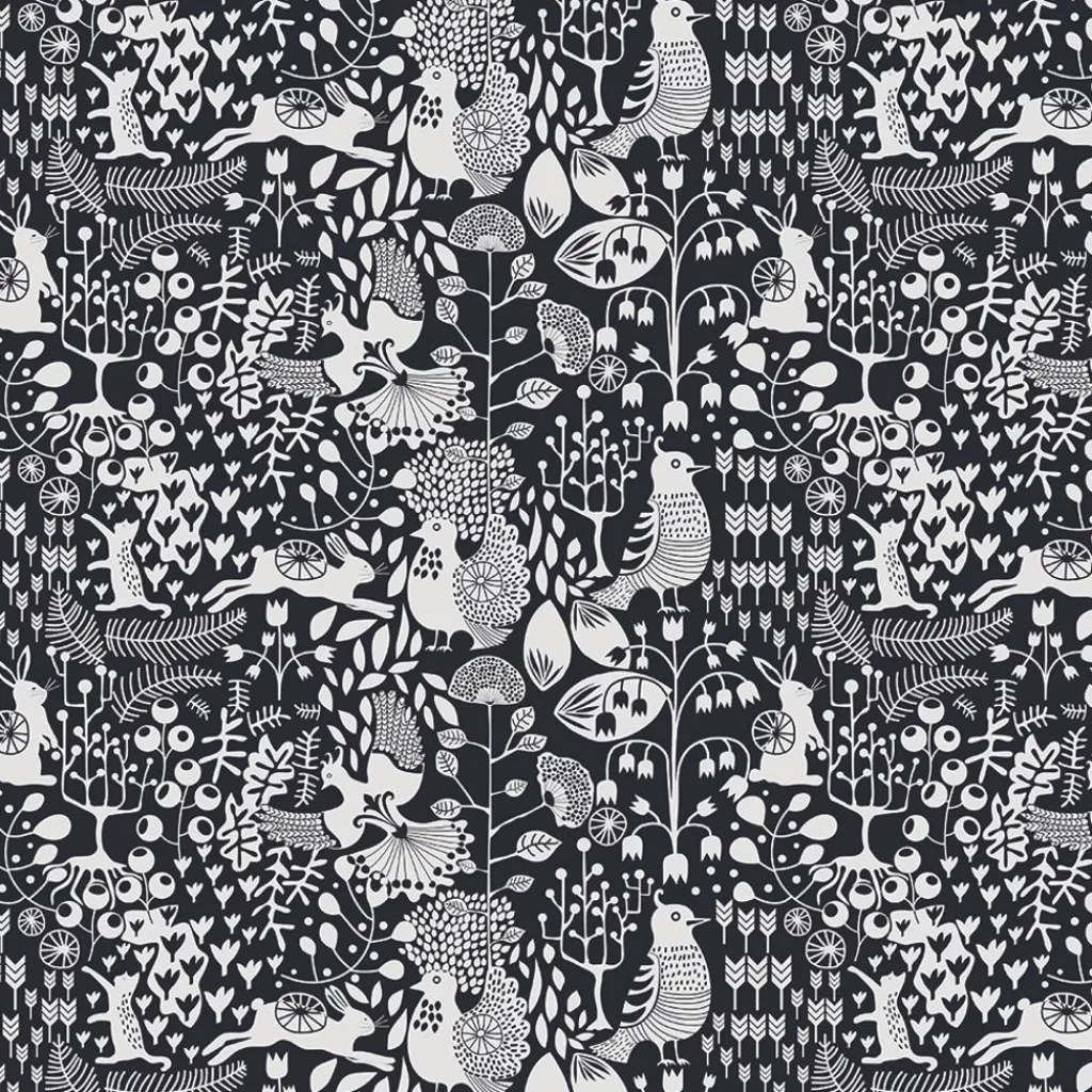 Gardintyger Mönstrade|Arvidssons Textil<Arvidssons textil Fýri svart tyg