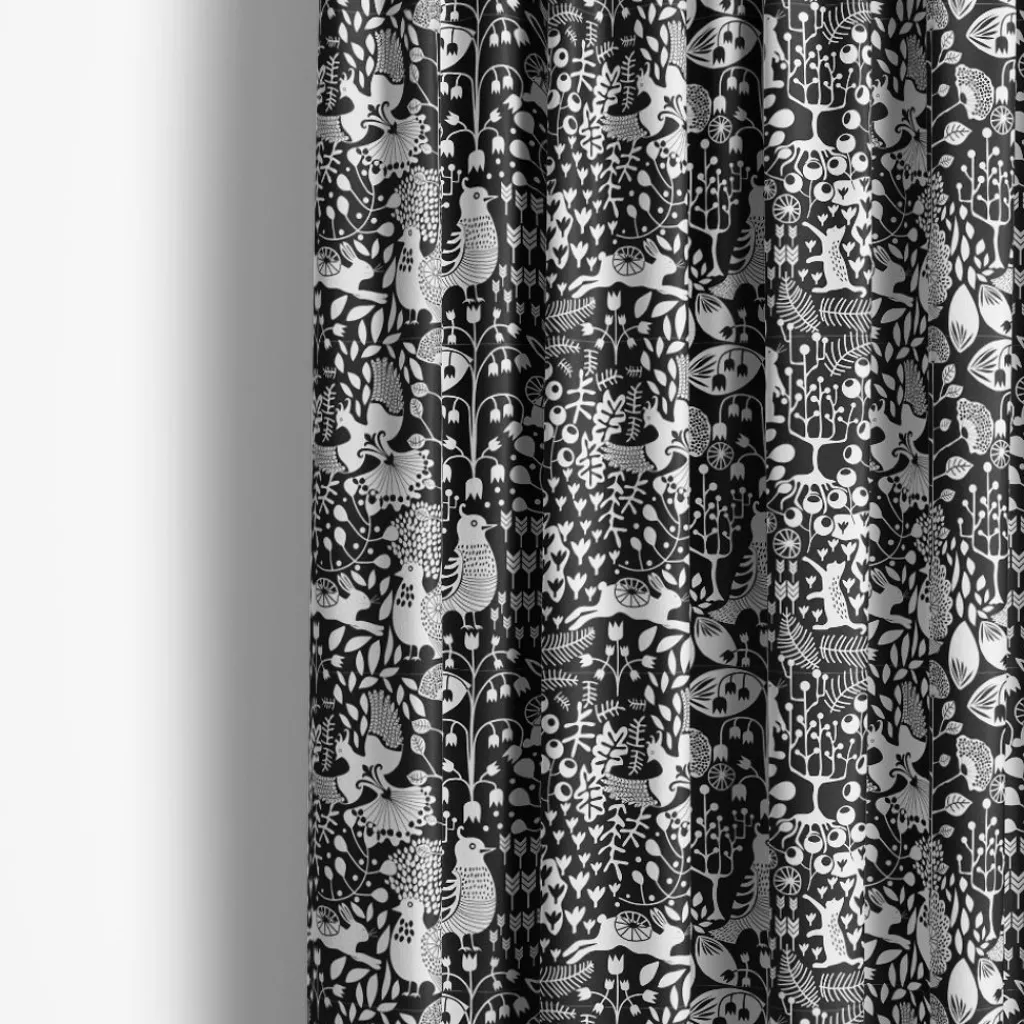 Gardintyger Mönstrade|Arvidssons Textil<Arvidssons textil Fýri svart tyg