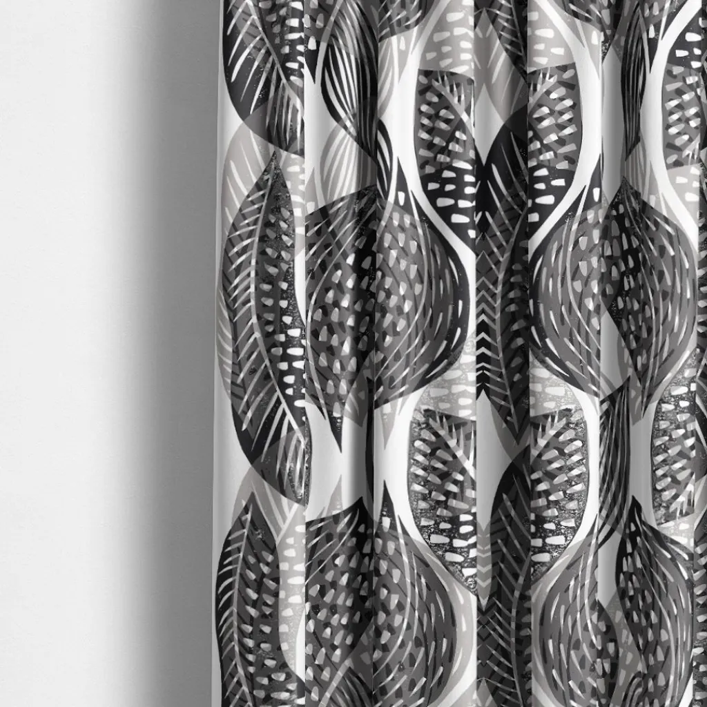 Gardintyger Mönstrade|Arvidssons Textil<Arvidssons textil Froda svart tyg – elegant mönster i halvlinne
