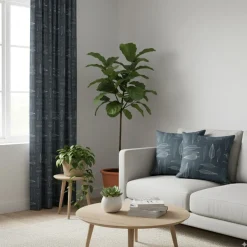 Gardiner Mönstrade<Arvidssons textil Frostblad Blå – Gardin med stilrent bladmotiv
