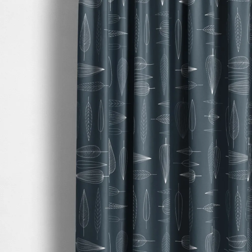 Gardiner Mönstrade<Arvidssons textil Frostblad Blå – Gardin med stilrent bladmotiv