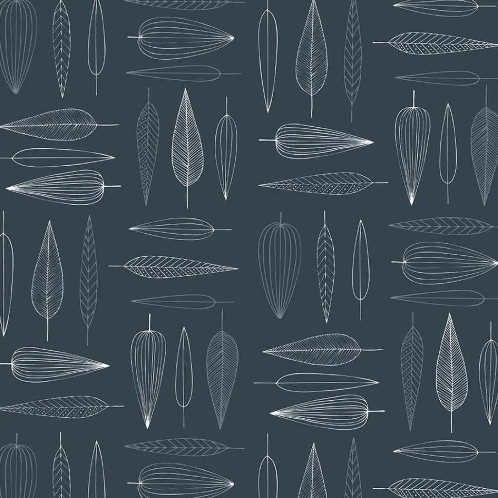 Gardintyger Mönstrade|Arvidssons Textil<Arvidssons textil Frostblad blå tyg – metervara med bladmotiv