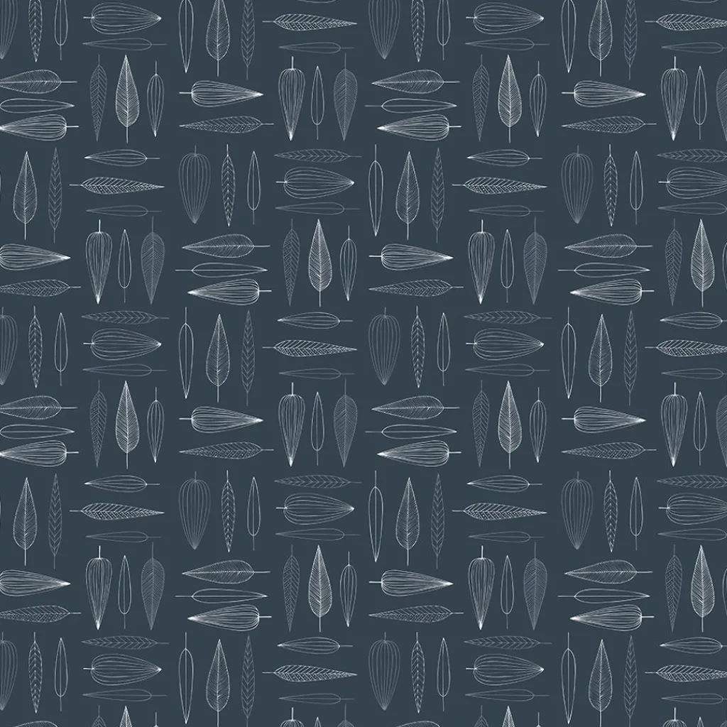 Gardintyger Mönstrade|Arvidssons Textil<Arvidssons textil Frostblad blå tyg – metervara med bladmotiv
