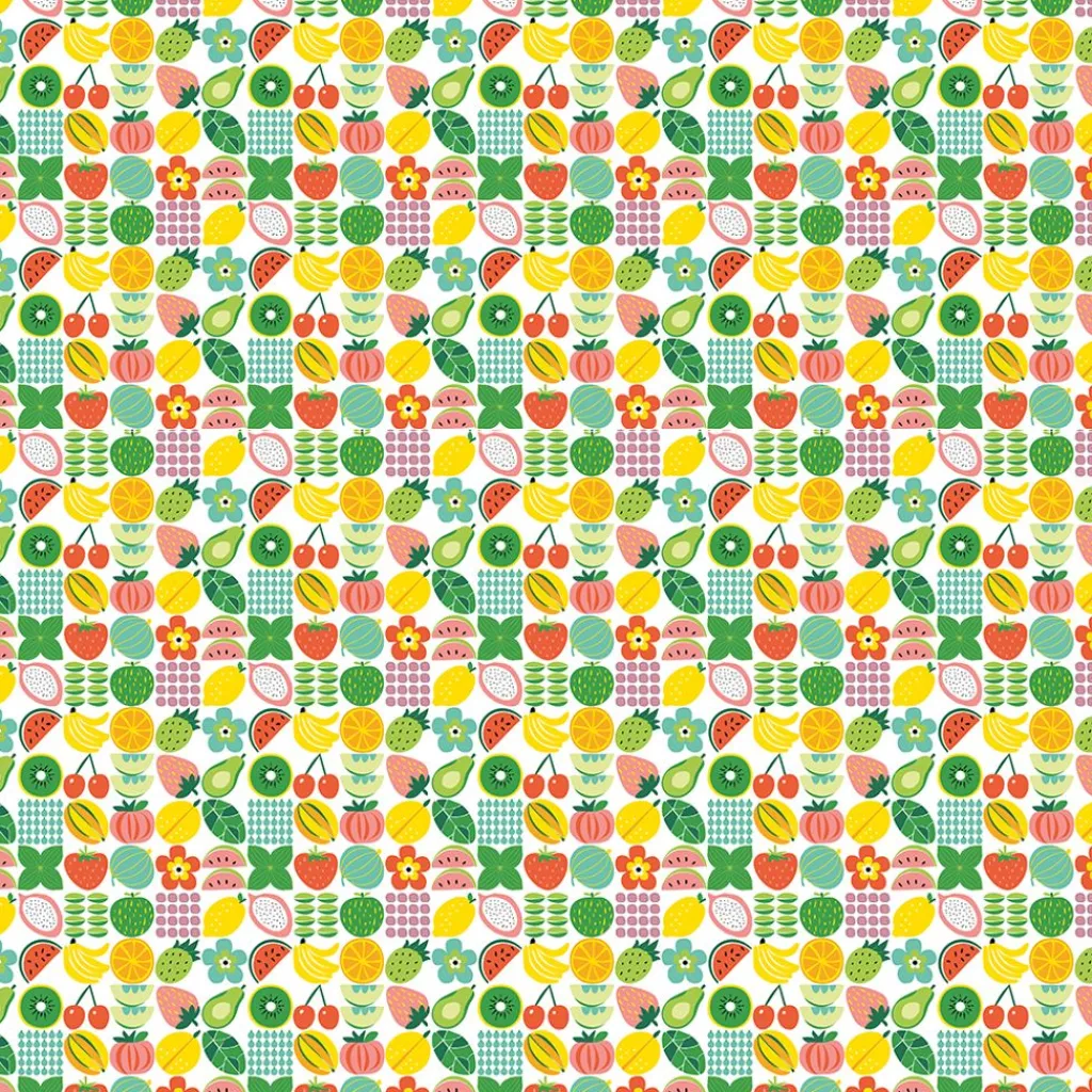 Gardintyger Mönstrade|Arvidssons Textil<Arvidssons textil Fruktstund multi tyg – färgglatt fruktmönster
