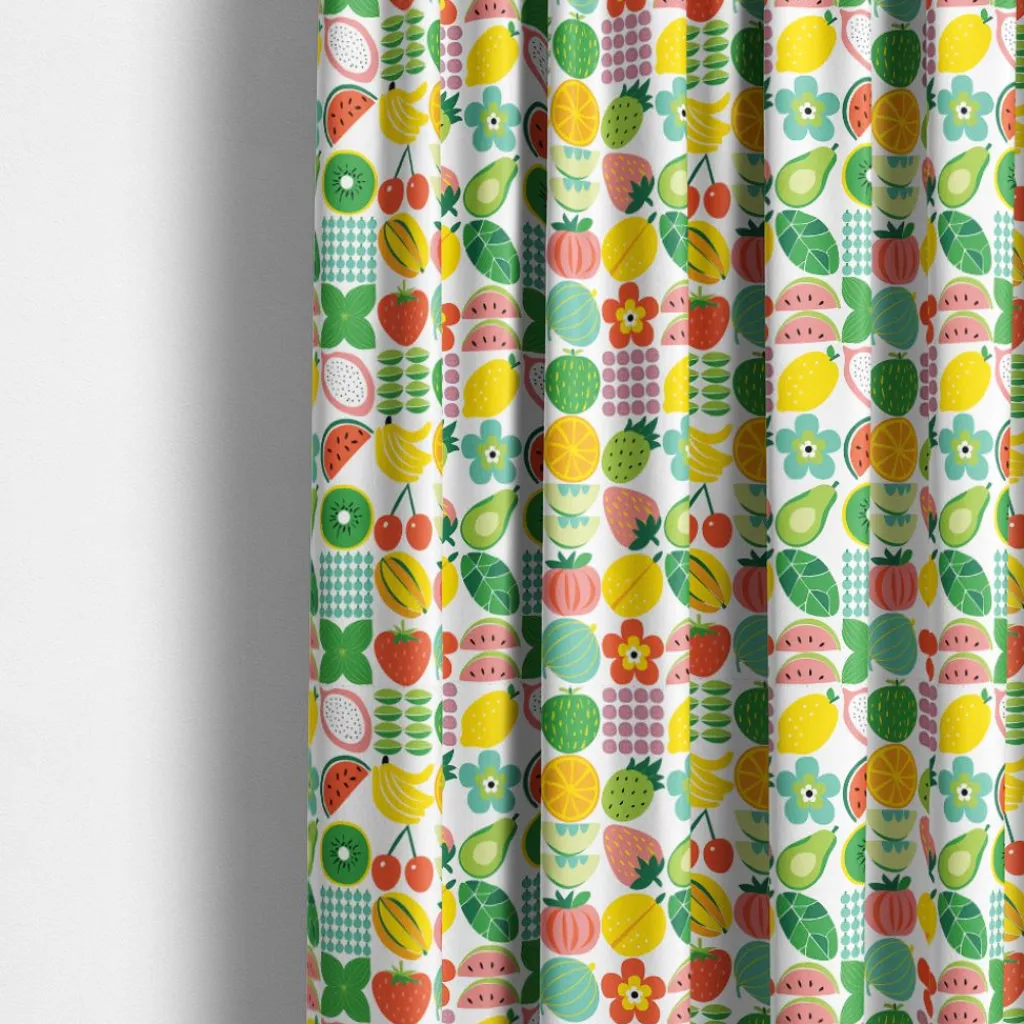 Gardintyger Mönstrade|Arvidssons Textil<Arvidssons textil Fruktstund multi tyg – färgglatt fruktmönster
