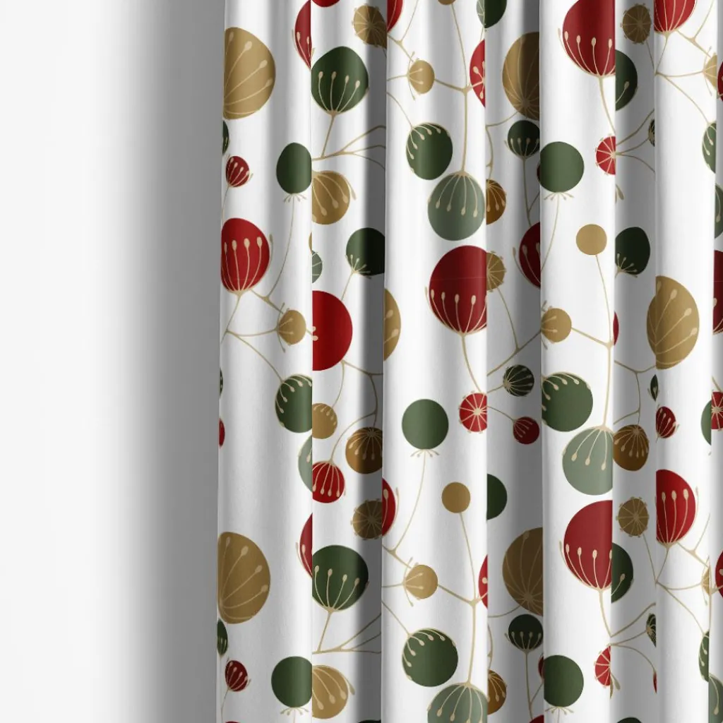 Julgardiner|Julgardiner<Arvidssons textil Frö vit-röd gardiner