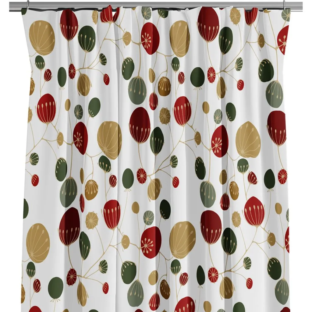Julgardiner|Julgardiner<Arvidssons textil Frö vit-röd gardiner