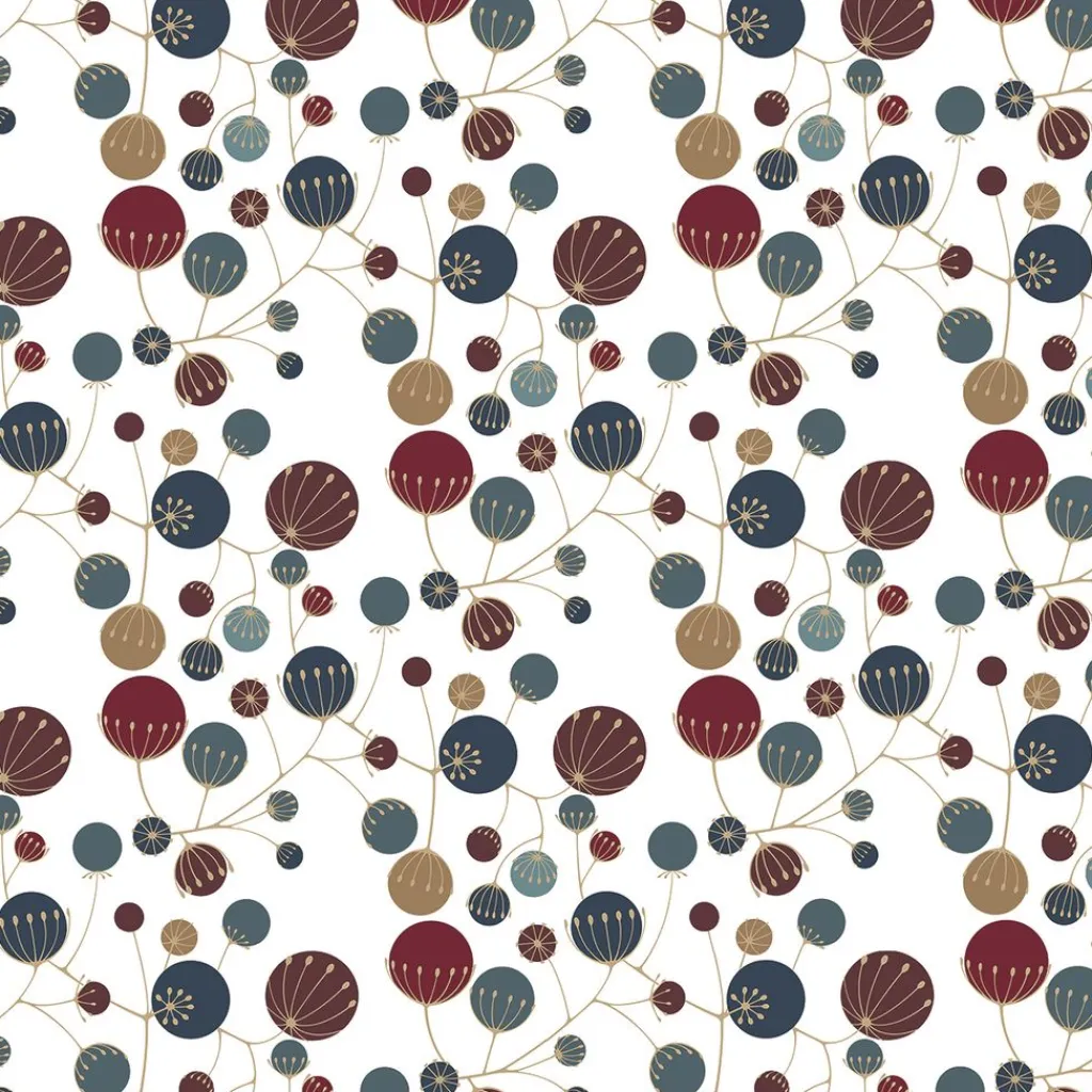 Gardintyger Mönstrade|Arvidssons Textil<Arvidssons textil Frö vit-vinröd tyg