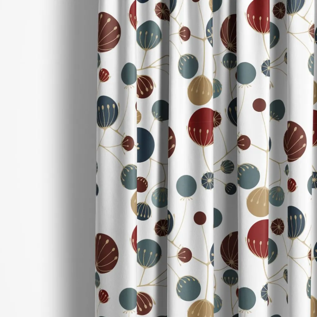 Gardintyger Mönstrade|Arvidssons Textil<Arvidssons textil Frö vit-vinröd tyg