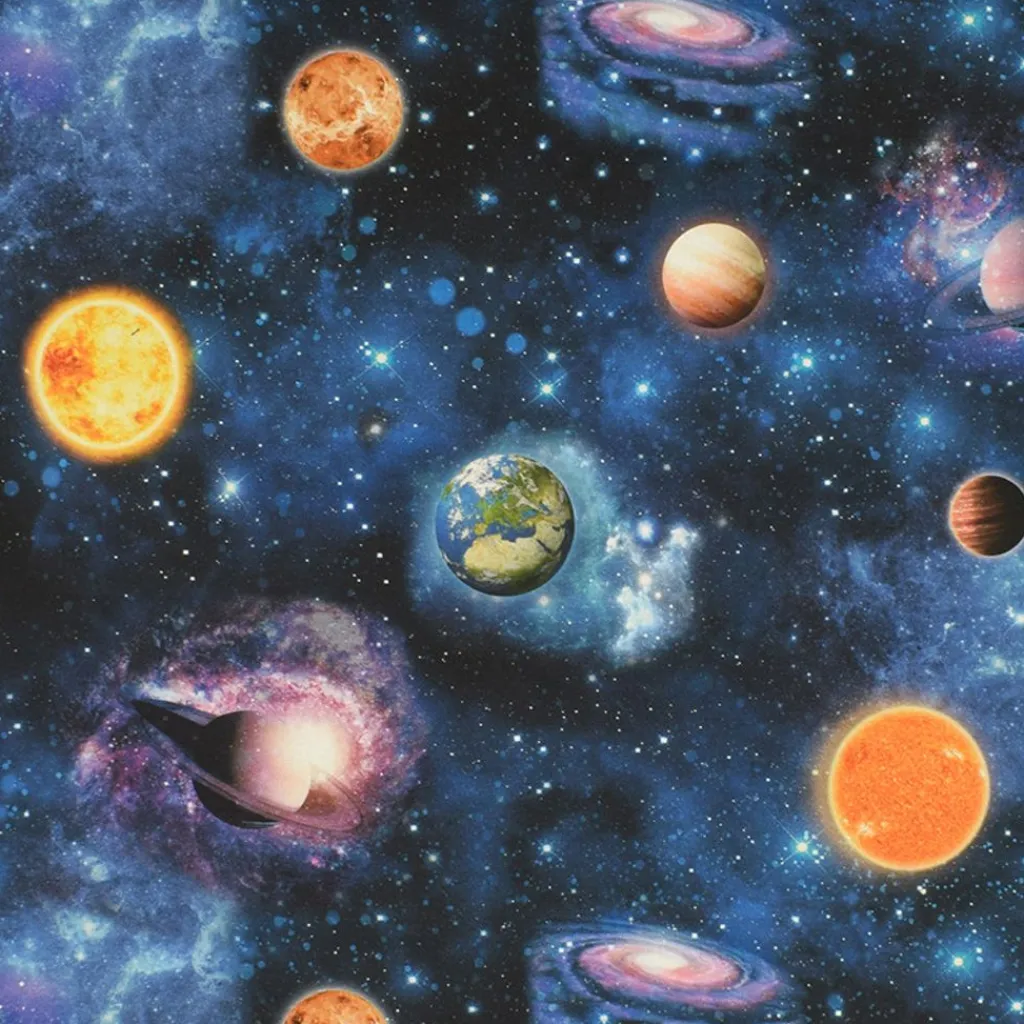 Gardintyger Mönstrade< Galax Tyg – Ett Färgsprakande Universum av Planeter och Stjärnor