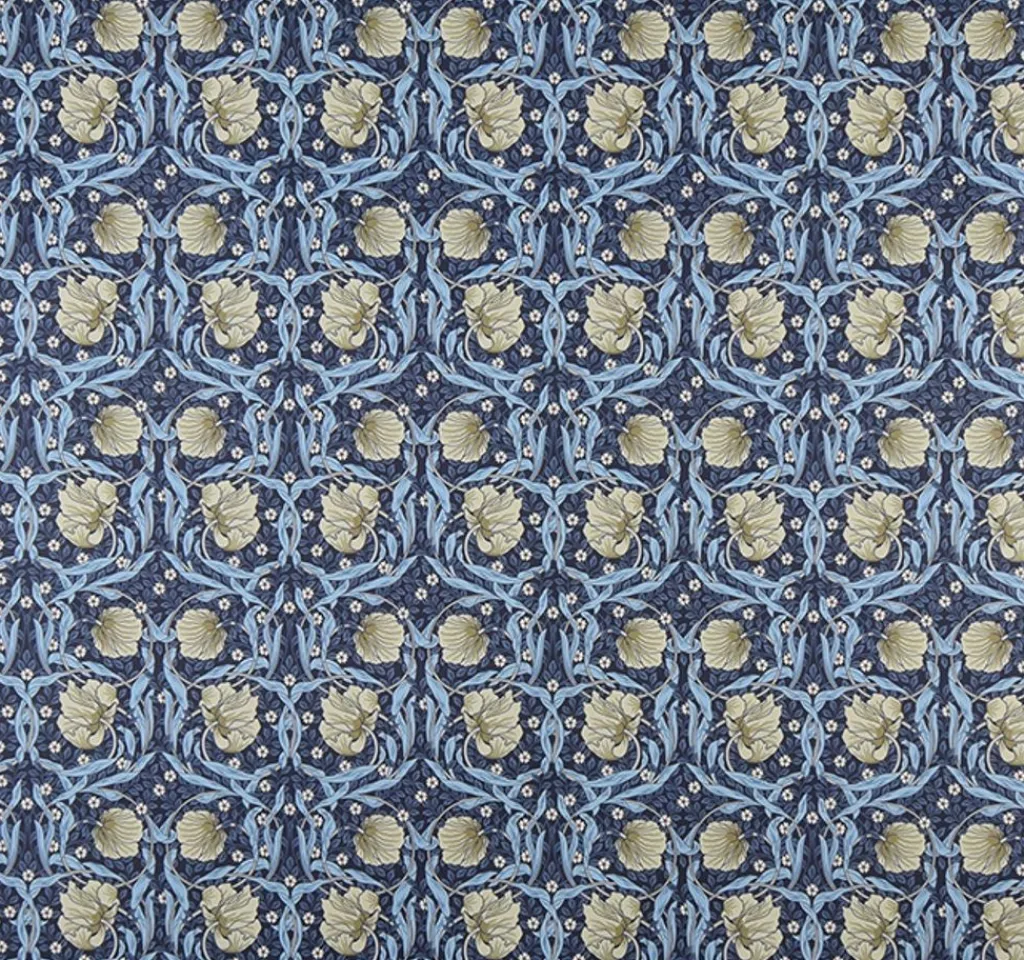 Bordsduk<Nordisk Textil Grace blå bordsduk - Klassisk blommig Arts and Crafts design