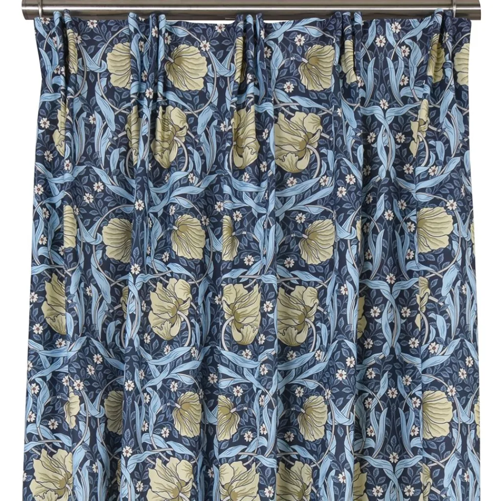Gardiner Mönstrade<Nordisk Textil Grace blå gardiner - Klassisk blommig Arts and Crafts design