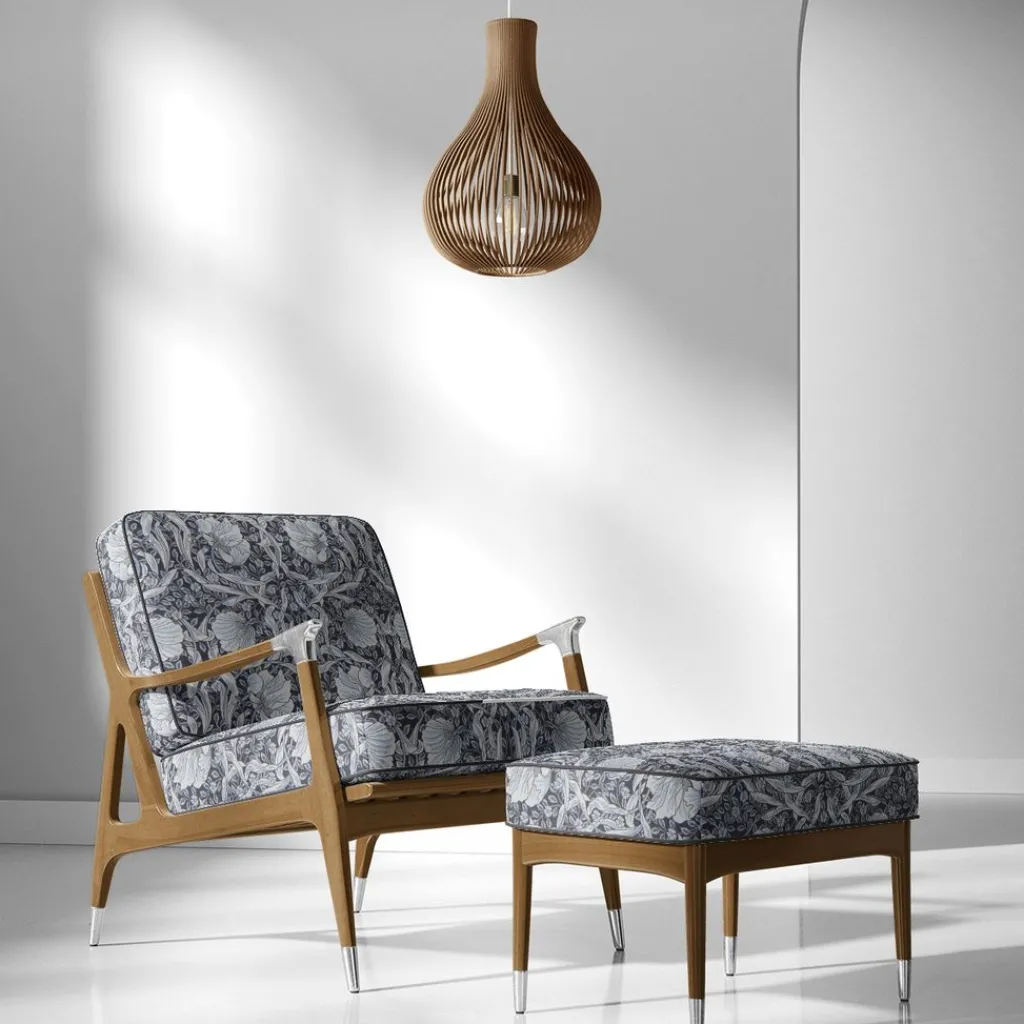 Arts & Crafts Tyger|Mönstrade Möbeltyger<Nordisk Textil Grace blå gobeläng - Klassisk blommig Arts and Crafts design