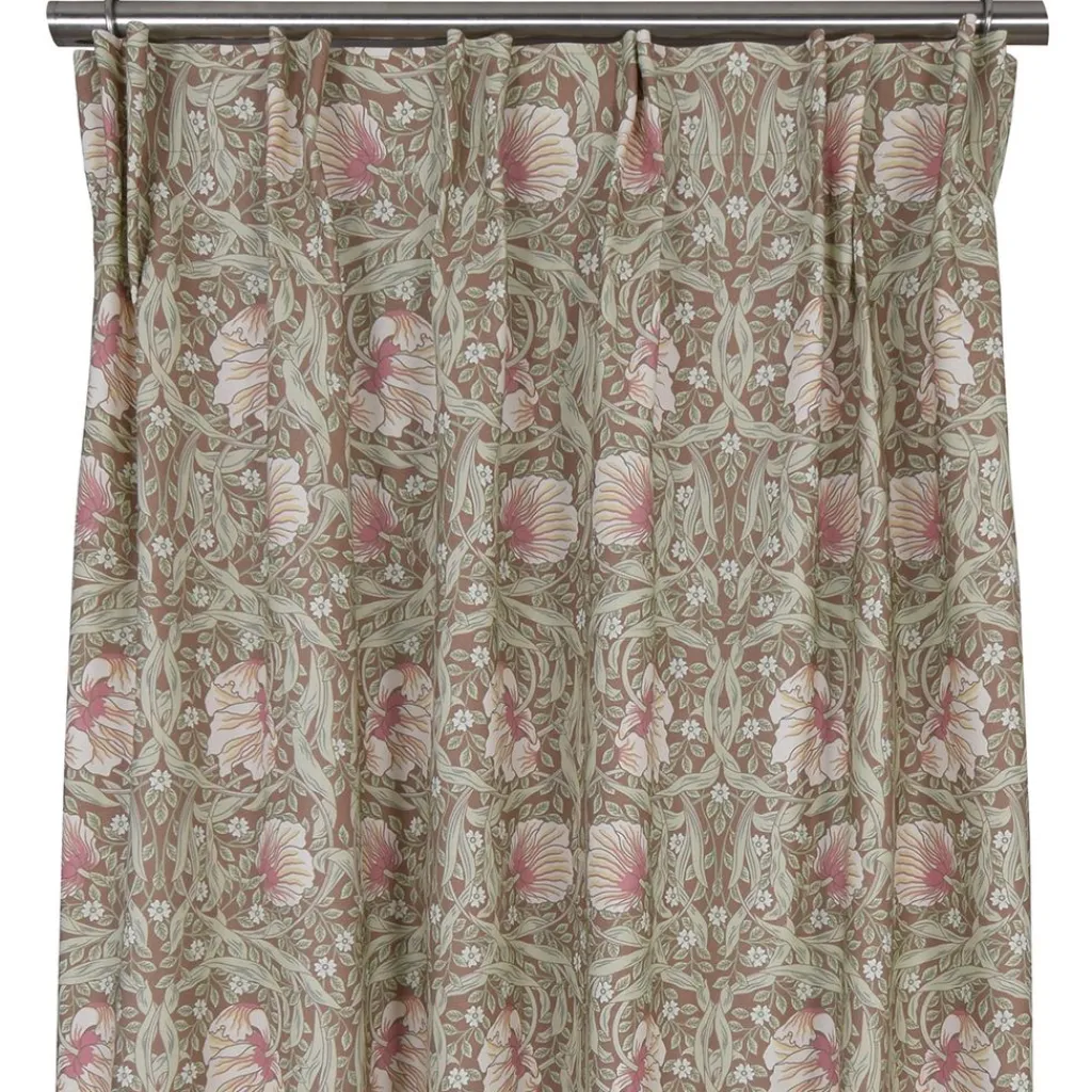 Gardiner Mönstrade<Nordisk Textil Grace brun gardiner - Klassisk blommig Arts and Crafts design