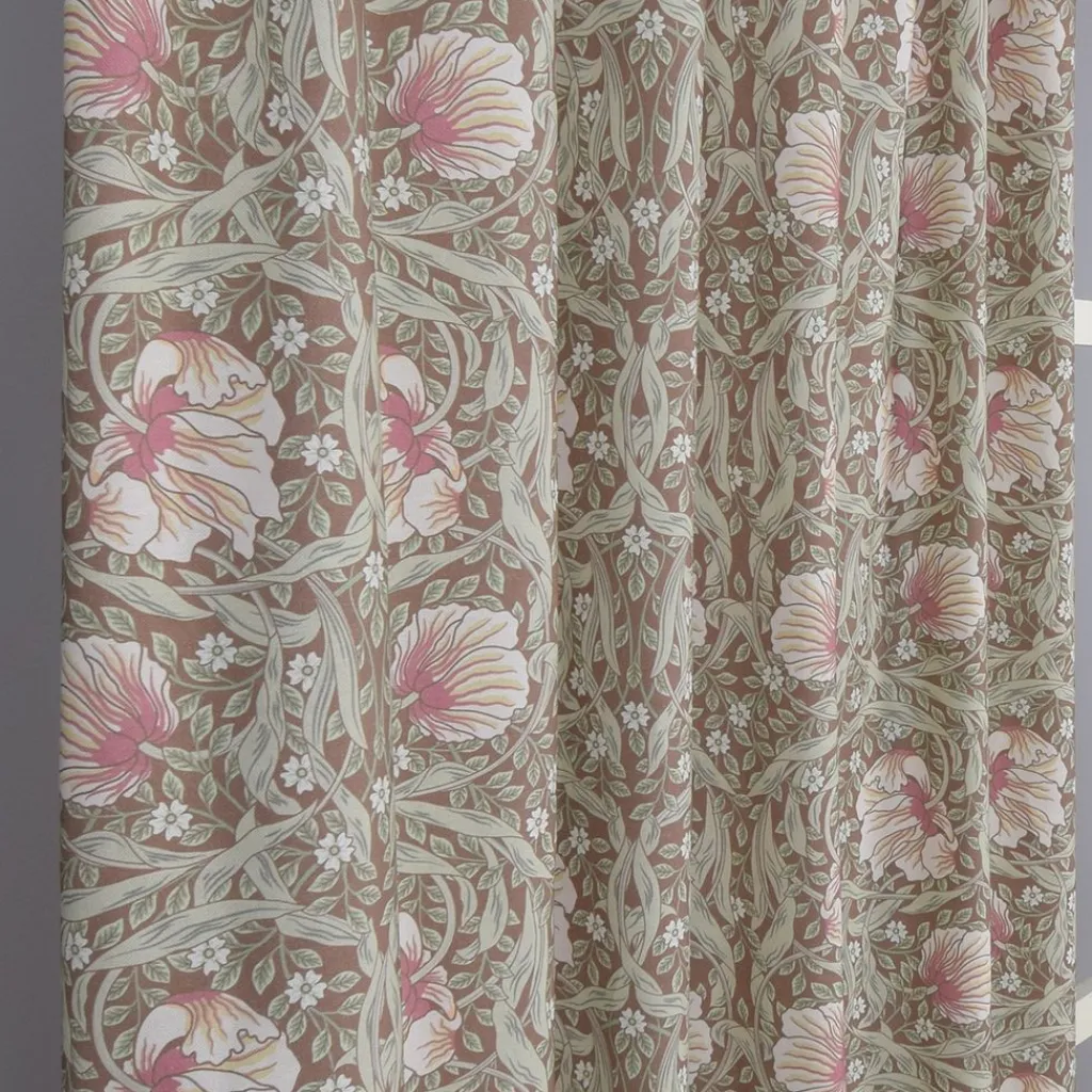 Gardiner Mönstrade<Nordisk Textil Grace brun gardiner - Klassisk blommig Arts and Crafts design