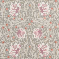 Arts & Crafts Tyger|Gardintyger Mönstrade<Nordisk Textil Grace dimmgrön tyg - Klassisk blommig Arts and Crafts design