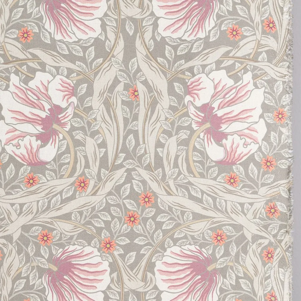 Arts & Crafts Tyger|Gardintyger Mönstrade<Nordisk Textil Grace dimmgrön tyg - Klassisk blommig Arts and Crafts design