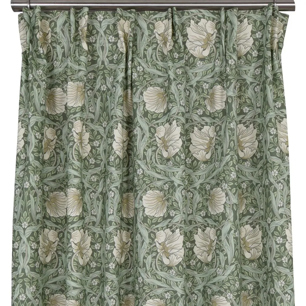 Gardiner Mönstrade<Nordisk Textil Grace grön gardiner - Klassisk blommig Arts and Crafts design