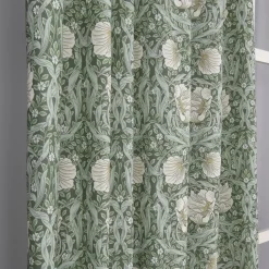 Gardiner Mönstrade<Nordisk Textil Grace grön gardiner - Klassisk blommig Arts and Crafts design