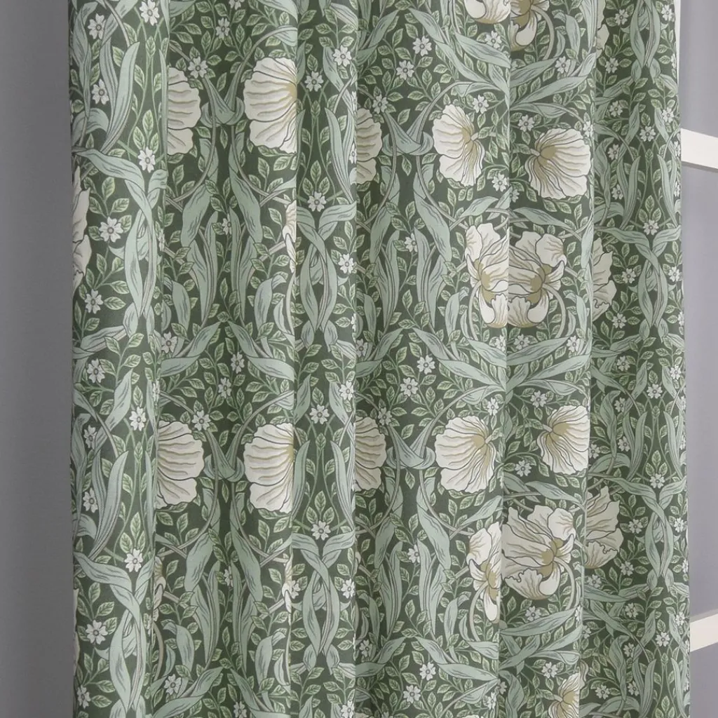 Gardiner Mönstrade<Nordisk Textil Grace grön gardiner - Klassisk blommig Arts and Crafts design