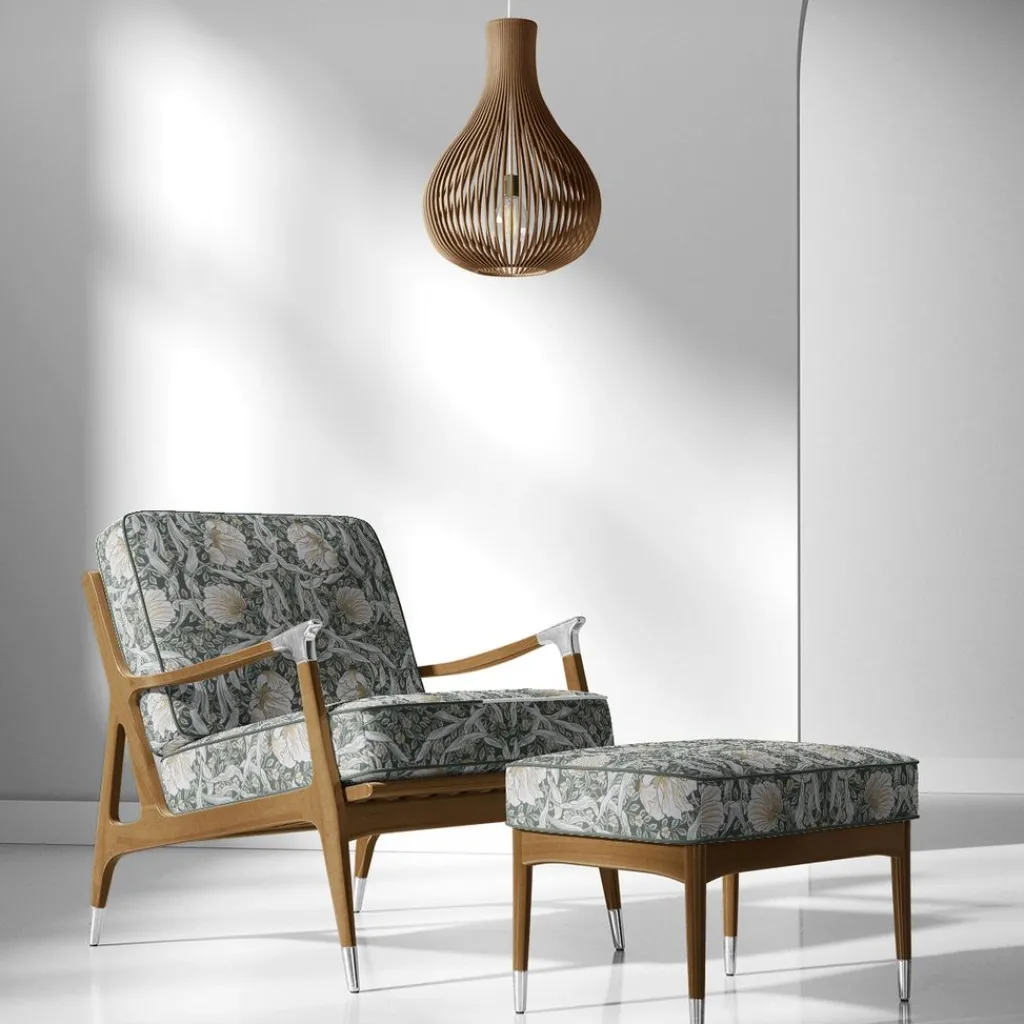 Arts & Crafts Tyger|Mönstrade Möbeltyger<Nordisk Textil Grace grön gobeläng - Klassisk blommig Arts and Crafts design