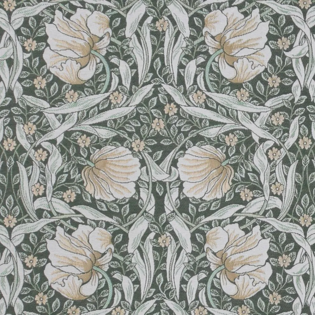 Arts & Crafts Tyger|Mönstrade Möbeltyger<Nordisk Textil Grace grön gobeläng - Klassisk blommig Arts and Crafts design