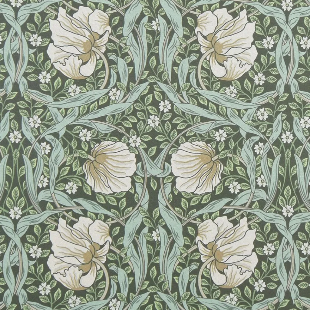 Arts & Crafts Tyger|Gardintyger Mönstrade< Grace grön tyg - Klassisk blommig Arts and Crafts design