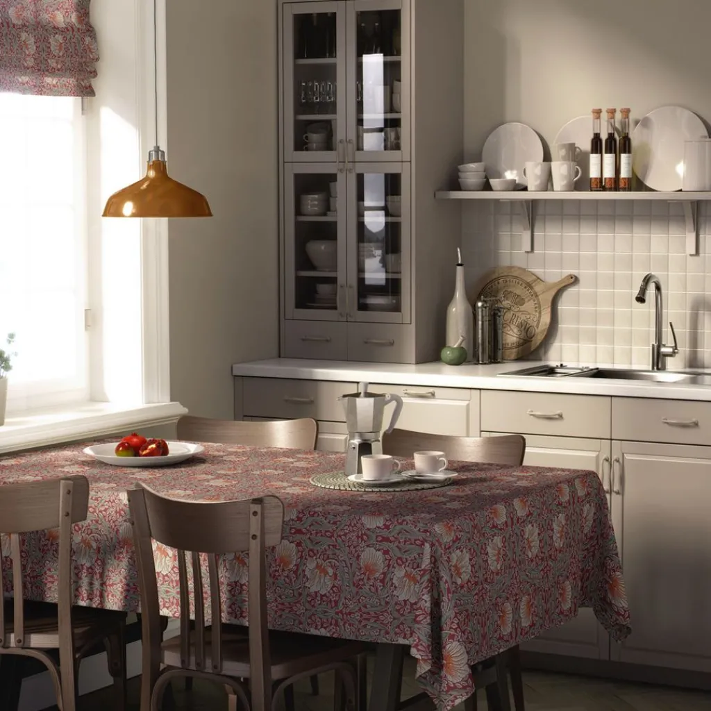 Juldukar|Bordsduk<Nordisk Textil Grace röd bordsduk - Klassisk blommig Arts and Crafts design