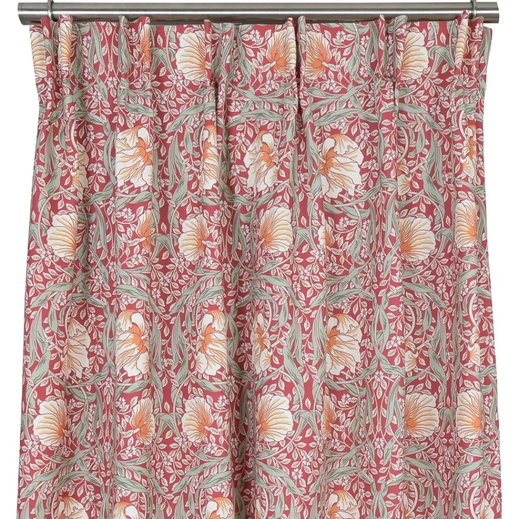 Gardiner Mönstrade|Julgardiner<Nordisk Textil Grace röd gardiner - Klassisk blommig Arts and Crafts design