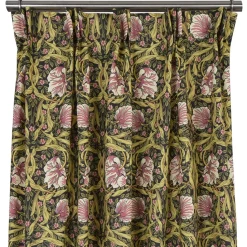 Gardiner Mönstrade<Nordisk Textil Grace rosa-grön gardiner - Klassisk blommig Arts and Crafts design
