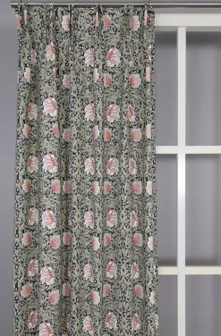 Gardiner Mönstrade<Nordisk Textil Grace svart gardiner - Klassisk blommig Arts and Crafts design