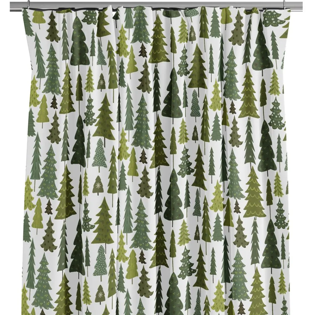 Julgardiner|Julgardiner<Arvidssons textil Granby vit-grön gardiner
