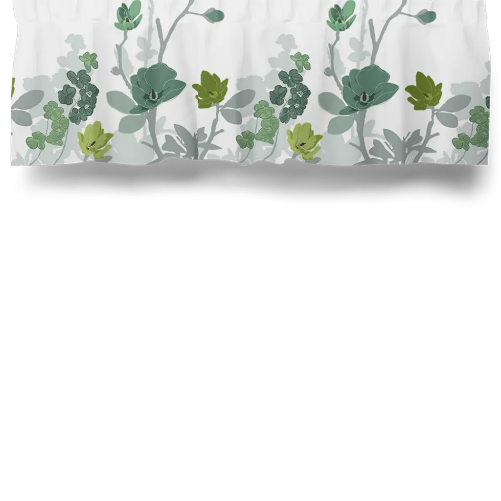 Gardinkappor Mönstrade|Rea Gardiner<Arvidssons textil Grandiflora grön gardinkappa metervara