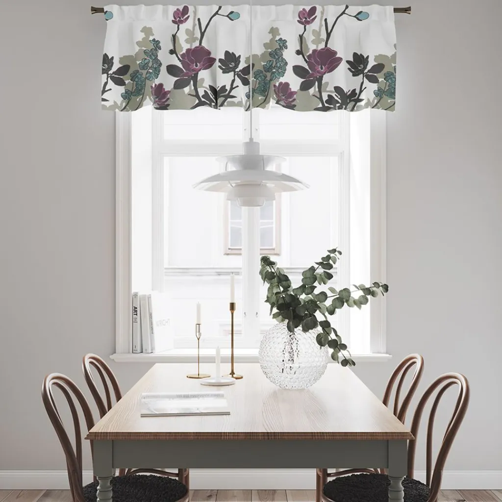 Gardinkappor Mönstrade<Arvidssons textil Grandiflora lila gardinkappa metervara