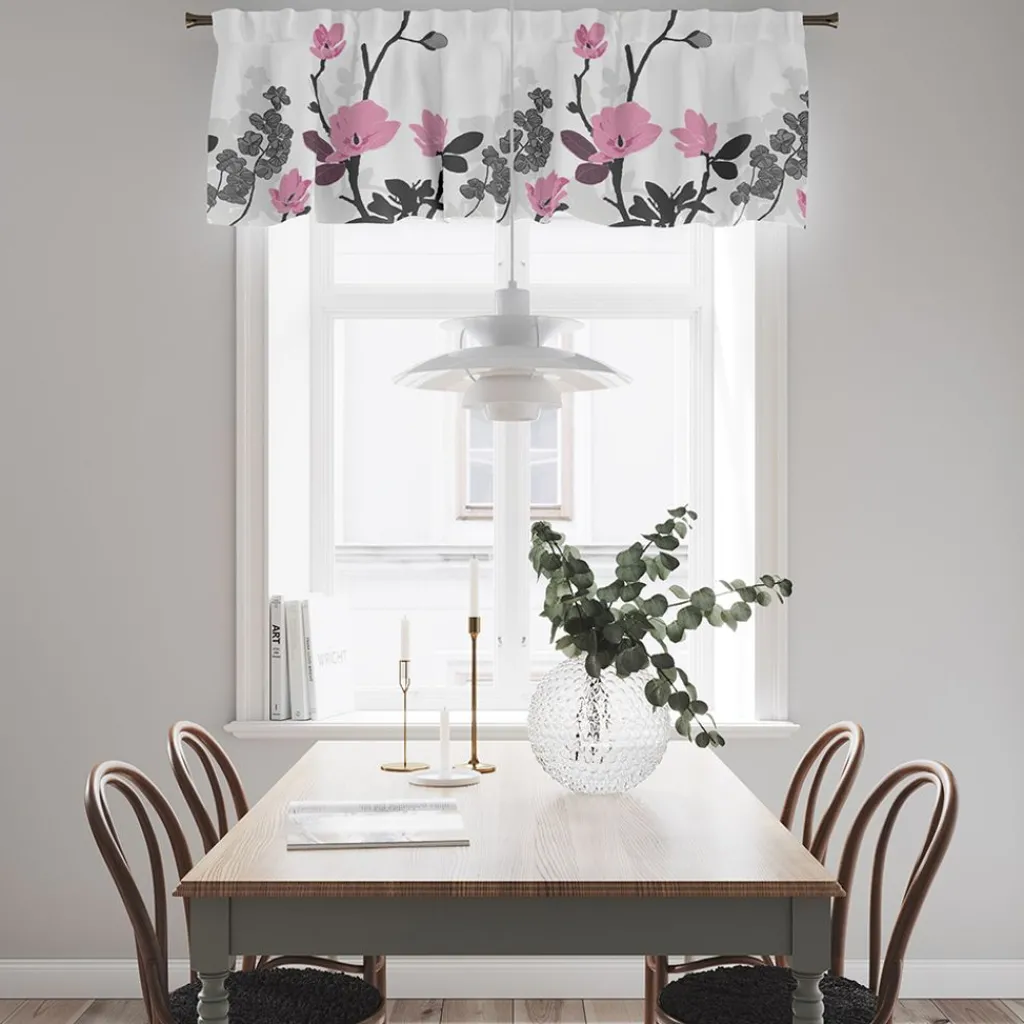 Gardinkappor Mönstrade<Arvidssons textil Grandiflora ljusrosa gardinkappa metervara