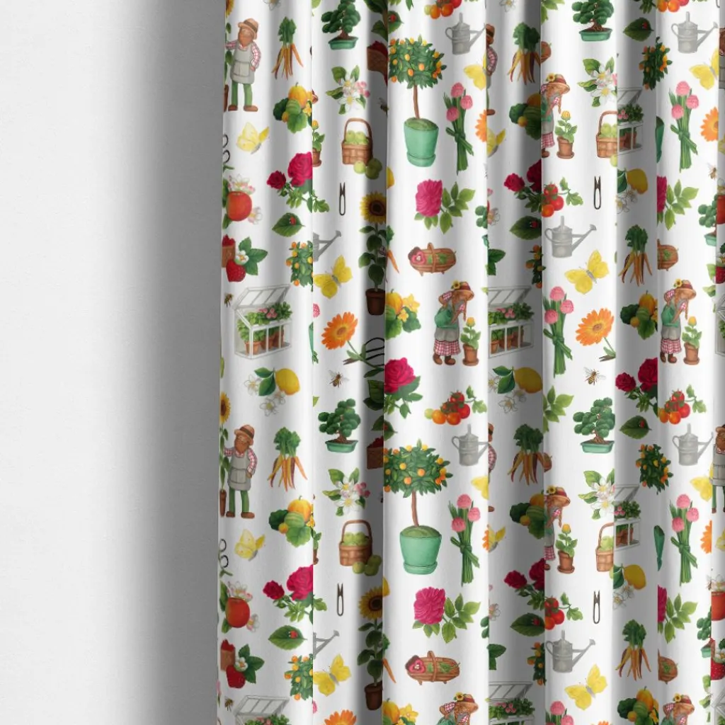 Gardintyger Mönstrade|Arvidssons Textil<Arvidssons textil Gräv & Gro multi - lekfullt tyg med trädgårdsmotiv